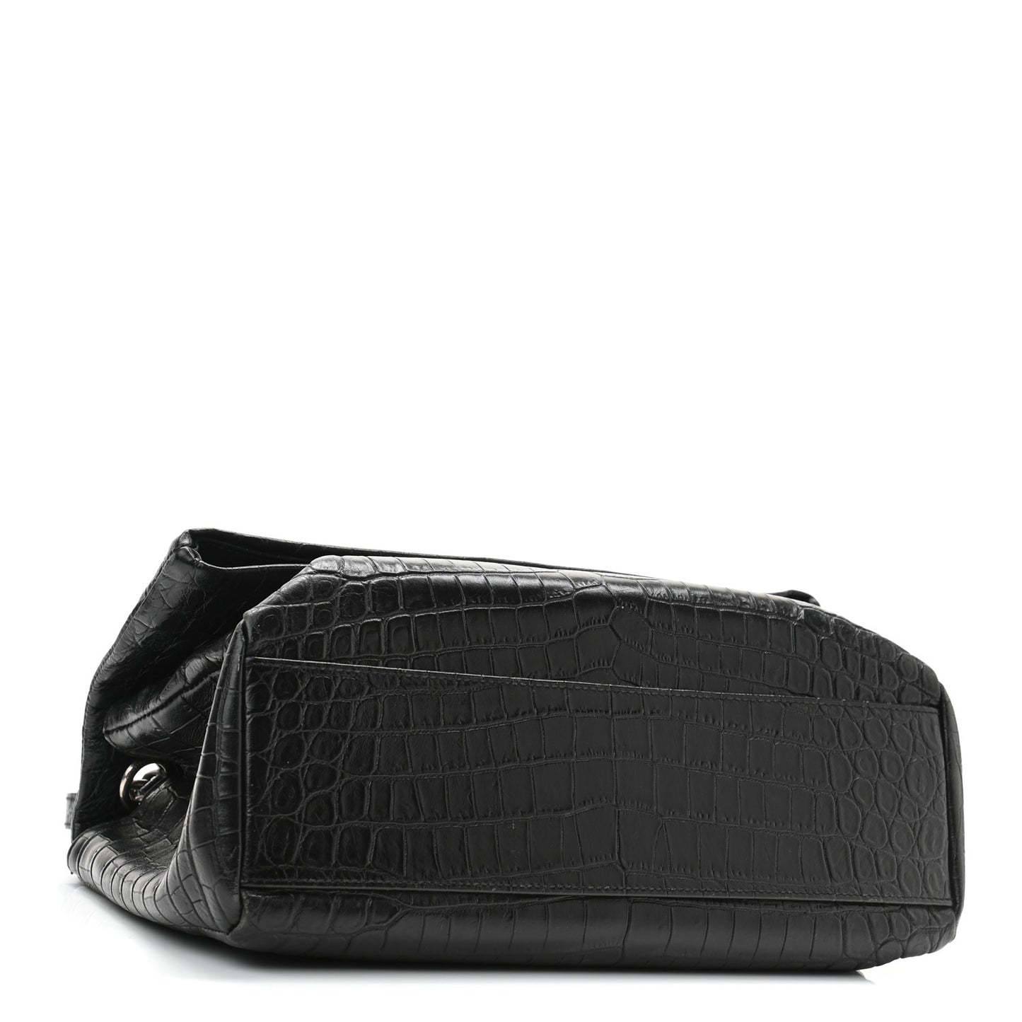 Calfskin Crocodile Embossed West Hollywood Monogram Fold-Over Bag