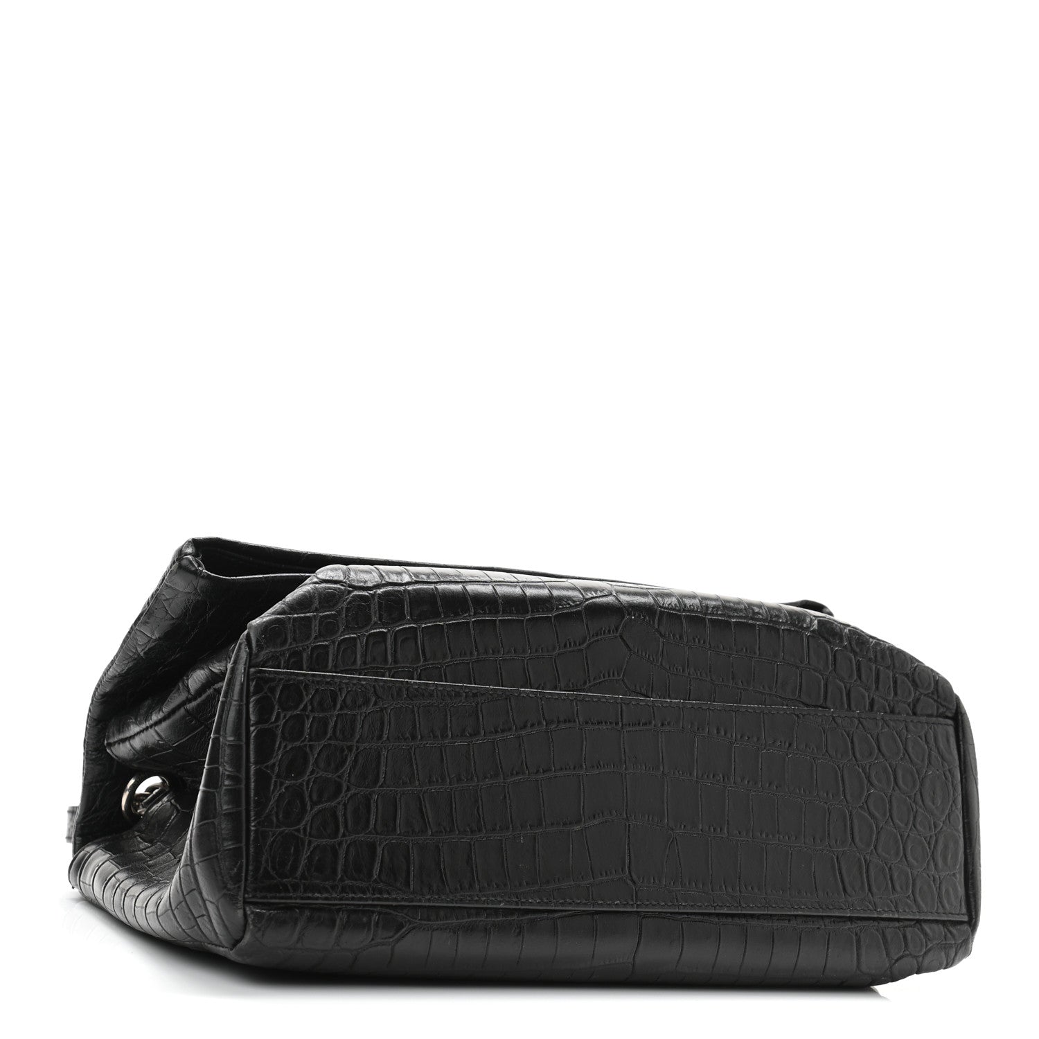Saint Laurent Calfskin Crocodile Embossed West Hollywood Monogram Fold-Over Bag 4 of 9