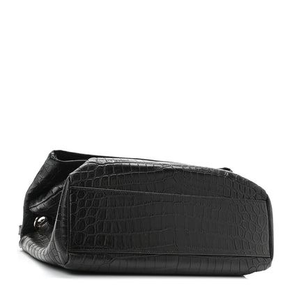 Saint Laurent Calfskin Crocodile Embossed West Hollywood Monogram Fold-Over Bag 4 of 9