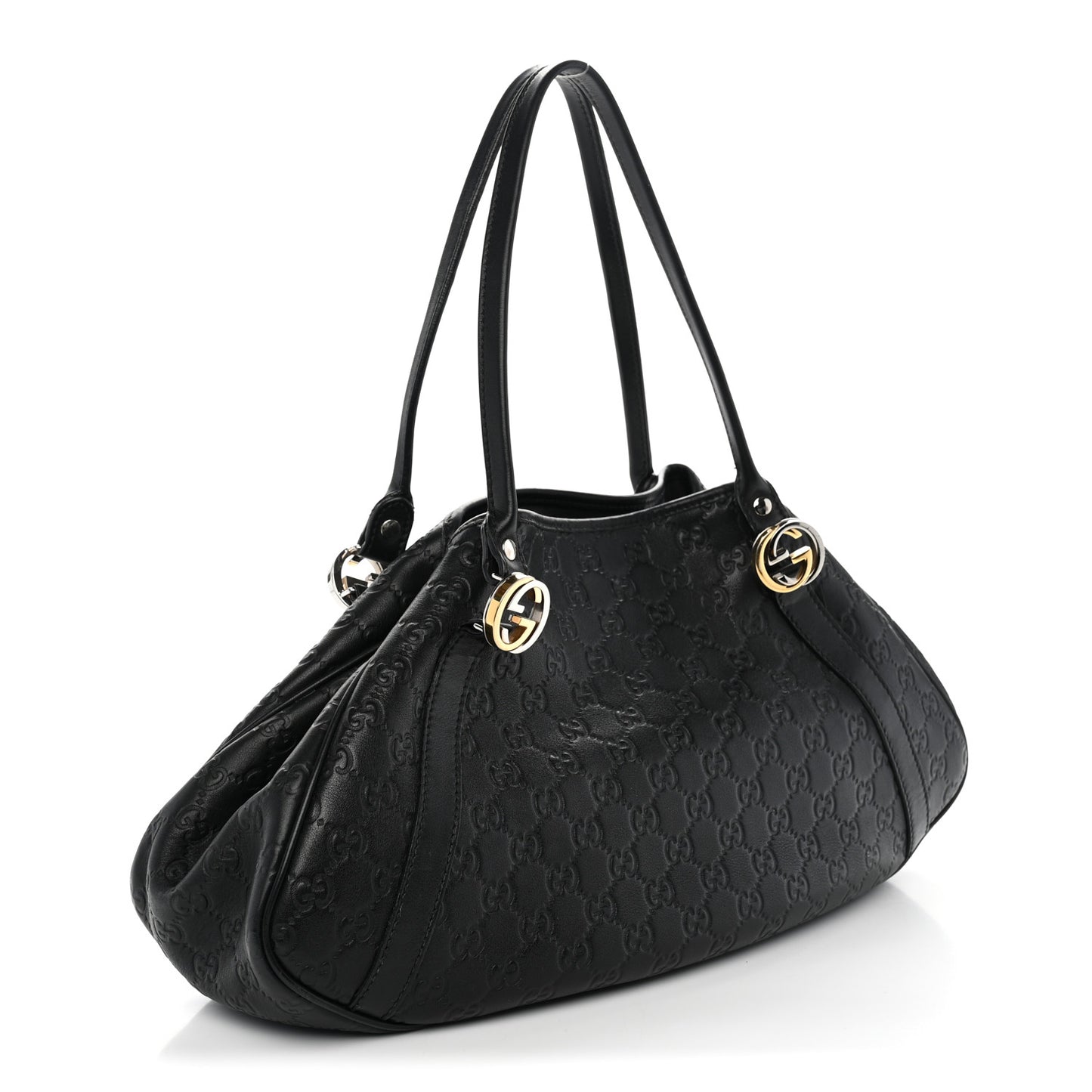 Guccissima Medium GG Twins Shoulder Bag Black
