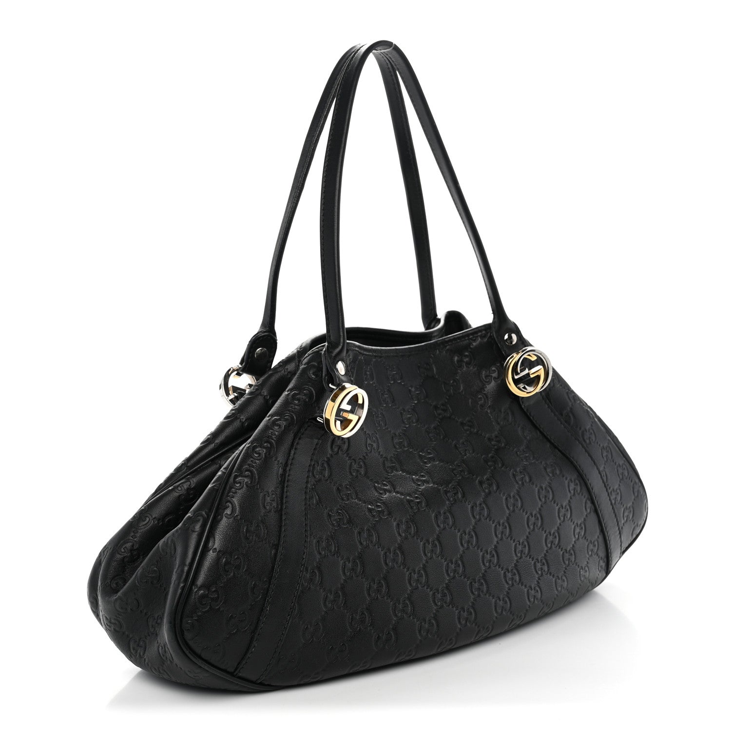 Gucci Guccissima Medium GG Twins Shoulder Bag Black 2 of 12