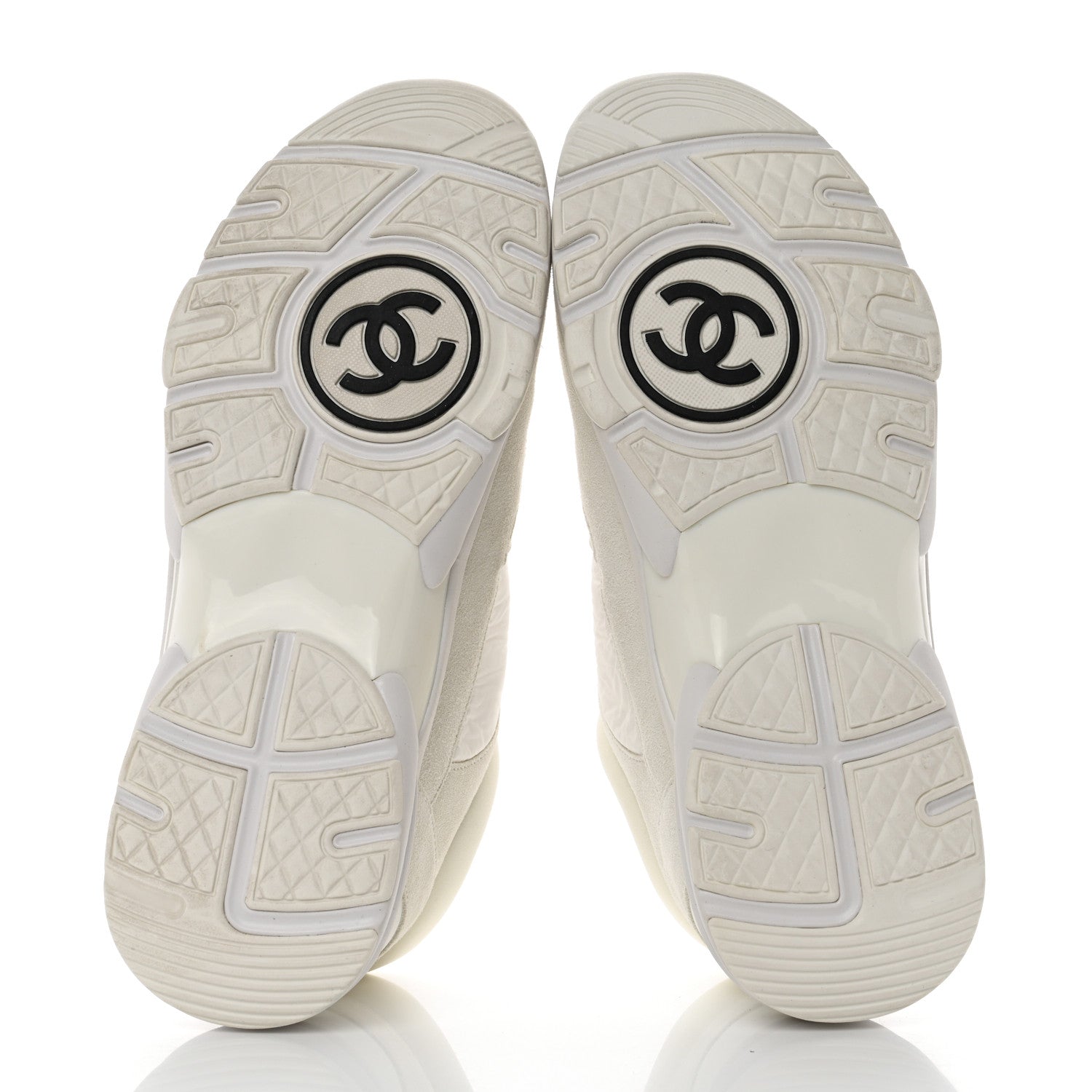 Chanel Suede Calfskin Fabric CC Sneakers 39.5 White 5 of 9