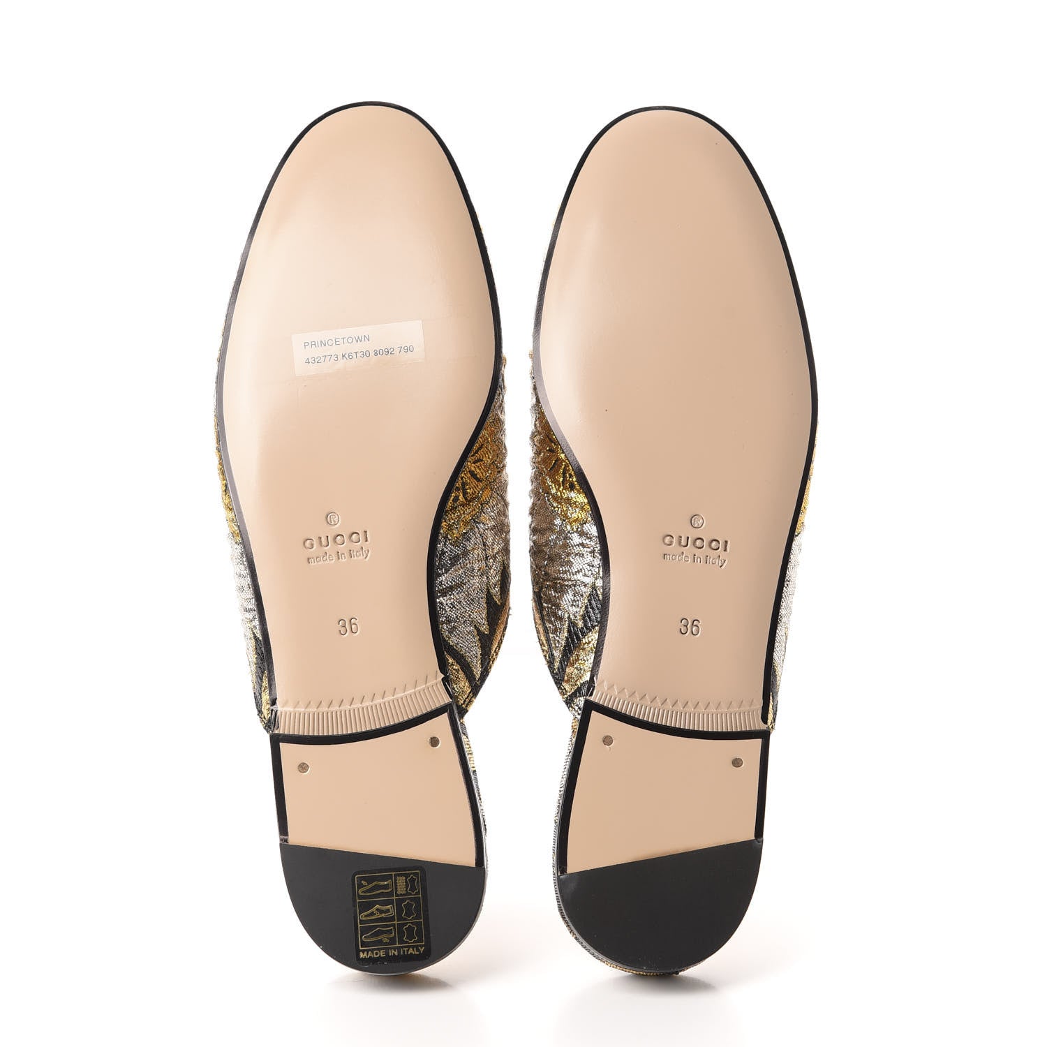 Gucci Jacquard Floral Womens Princetown Slippers 36 Oro Black 8 of 10
