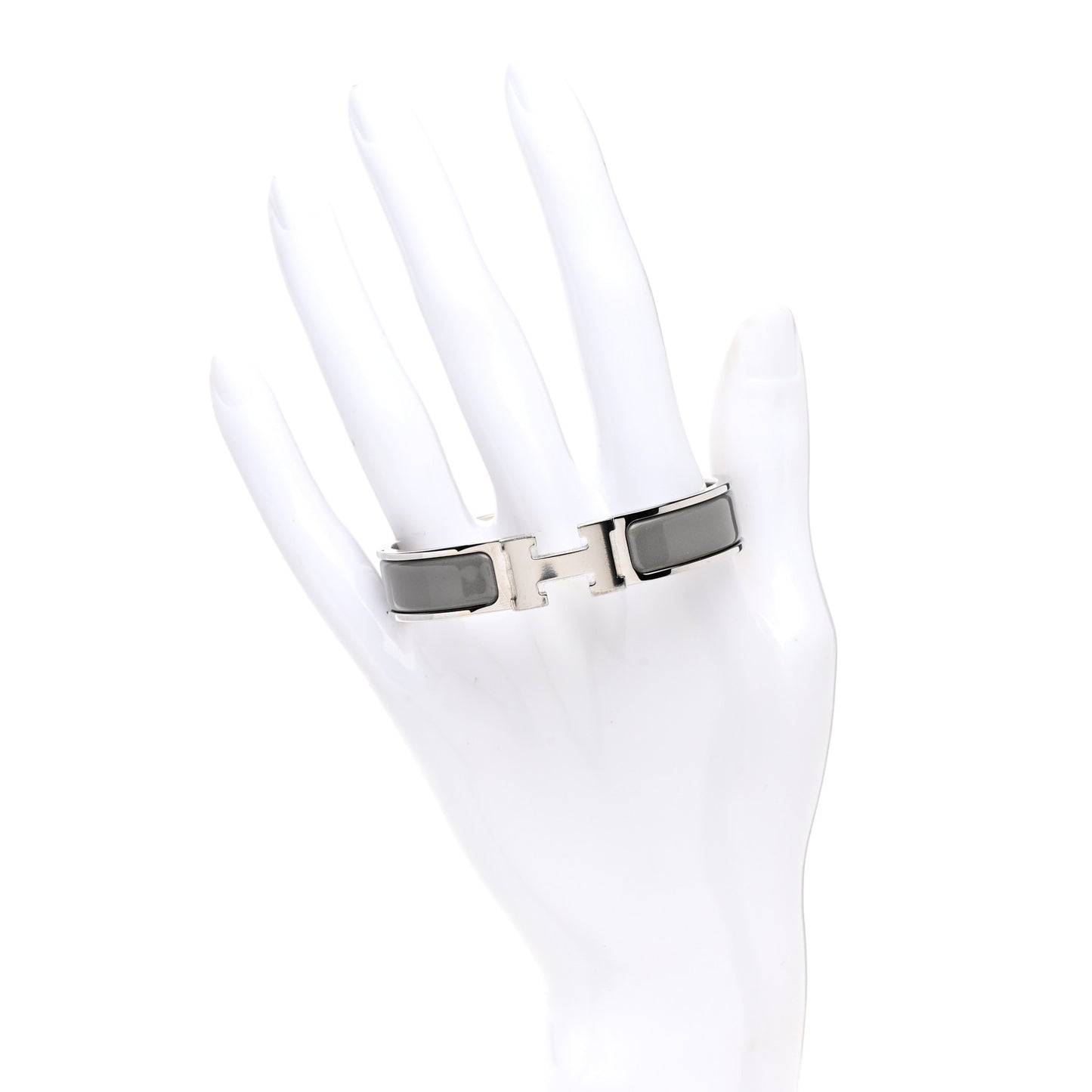 Enamel Narrow Clic Clac H Bracelet PM Gris Macadam