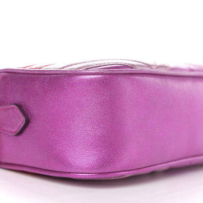 Gucci Laminated Nappa Matelasse Small GG Marmont Chain Shoulder Bag Fuxia Rosso Rosa 8 of 10