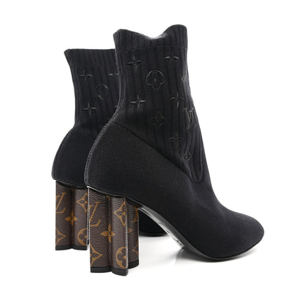 Louis Vuitton Monogram Stretch Fabric Silhouette Ankle Boots 38 Black 4 of 7