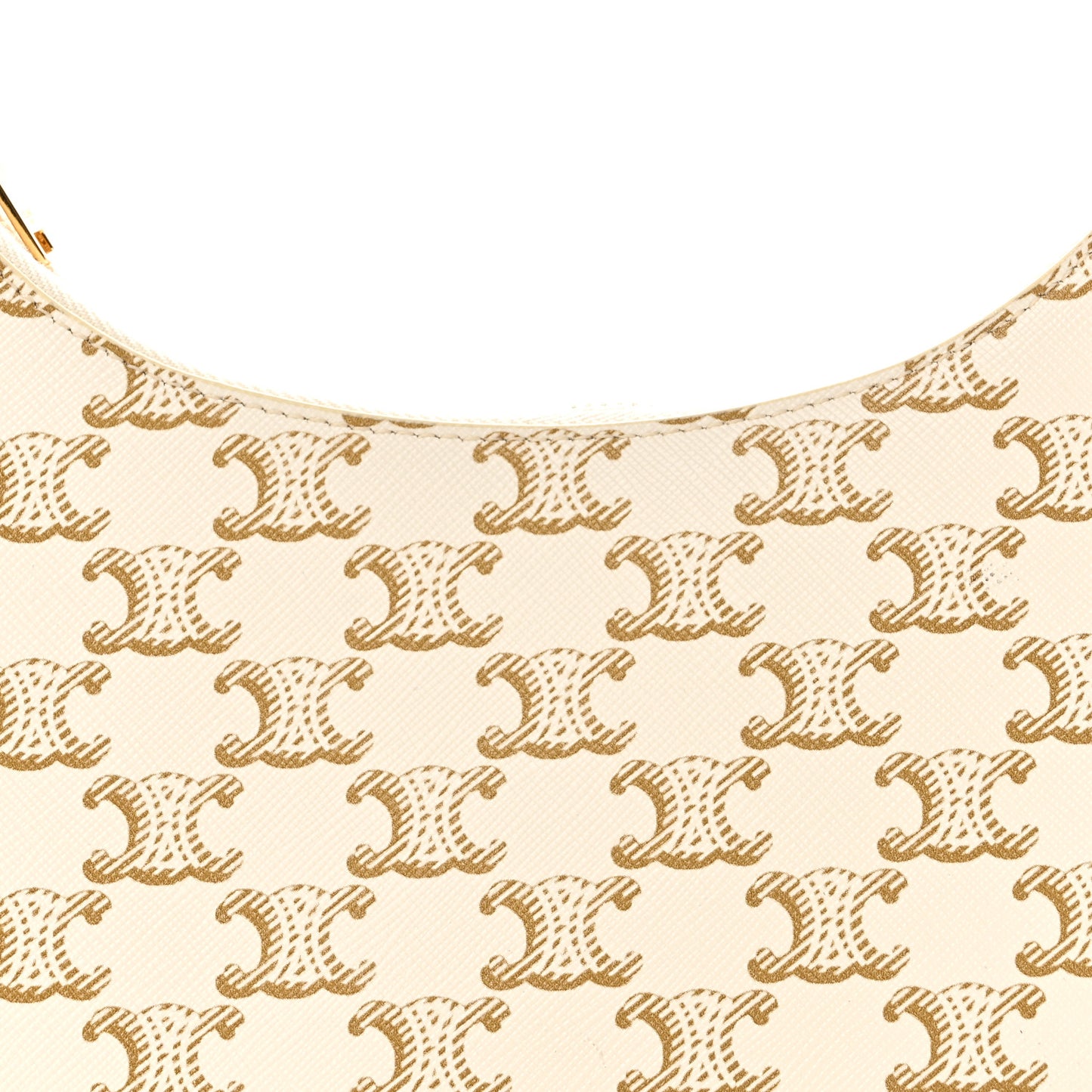 Canvas Calfskin Ava Triomphe Shoulder Bag White