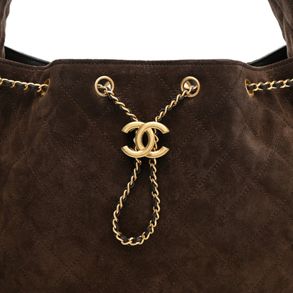 Chanel Suede Quilted Medium Chanel 25 Handbag Dark Brown 9 of 11