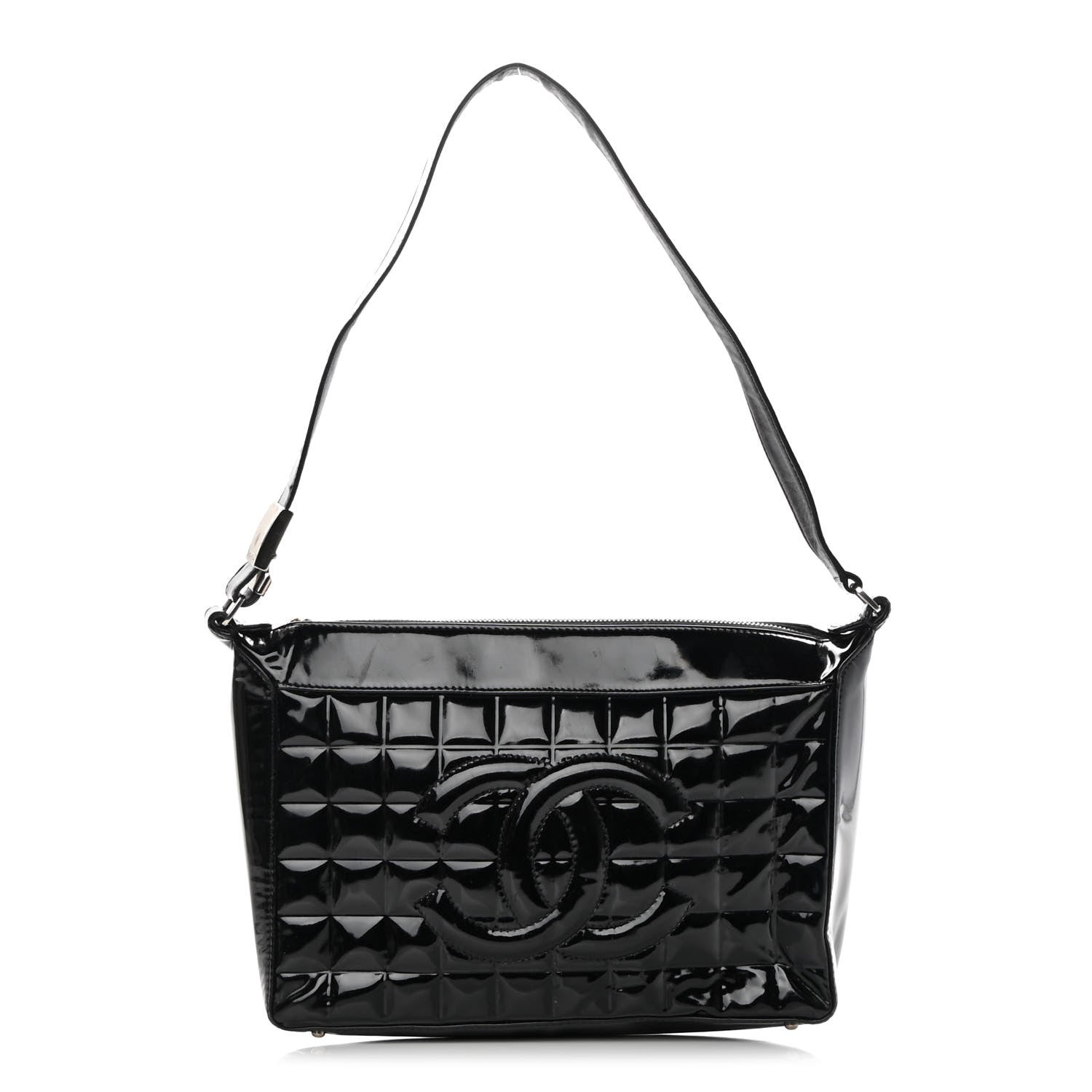 Chanel Patent Chocolate Bar Quilted CC Shoulder Bag Black 1 of 14