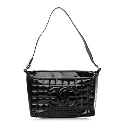 Chanel Patent Chocolate Bar Quilted CC Shoulder Bag Black 1 of 14