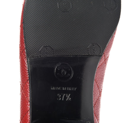 Chanel Caviar Quilted CC Cap Toe Ballerina Flats 37.5 Red 9 of 10