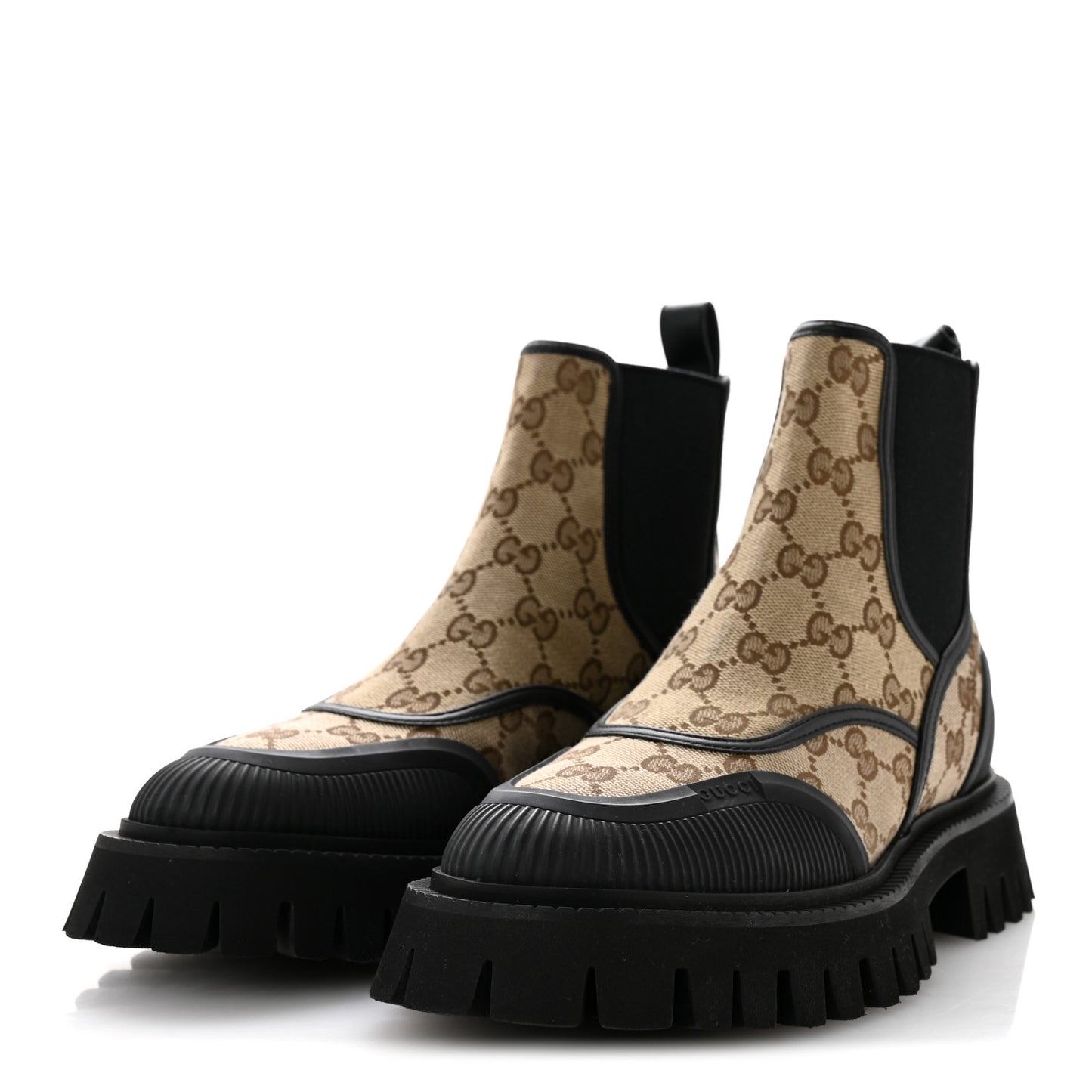 GG Supreme Monogram Ankle Booties 37.5 Mystic White Beige Ebony Black