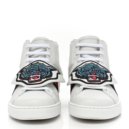 Gucci Calfskin Ayers Embroidered Web Mens Ace Removable Patches High Top Sneakers 9 White 2 of 10