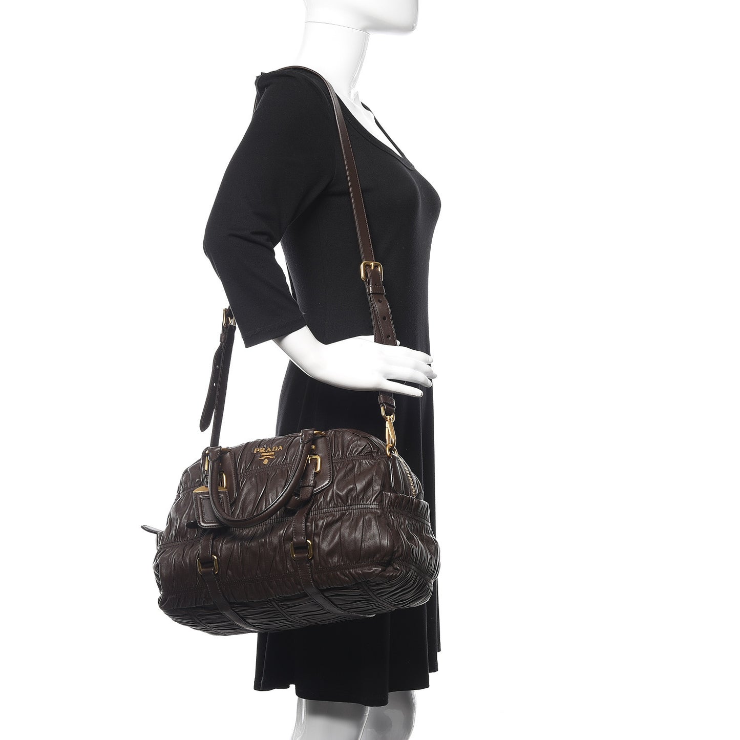 Nappa Gaufre Dome Satchel Caffe