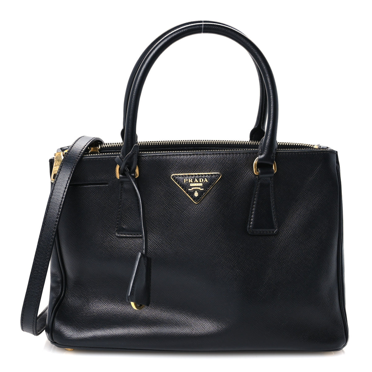 Saffiano Small Galleria Double Zip Tote Black