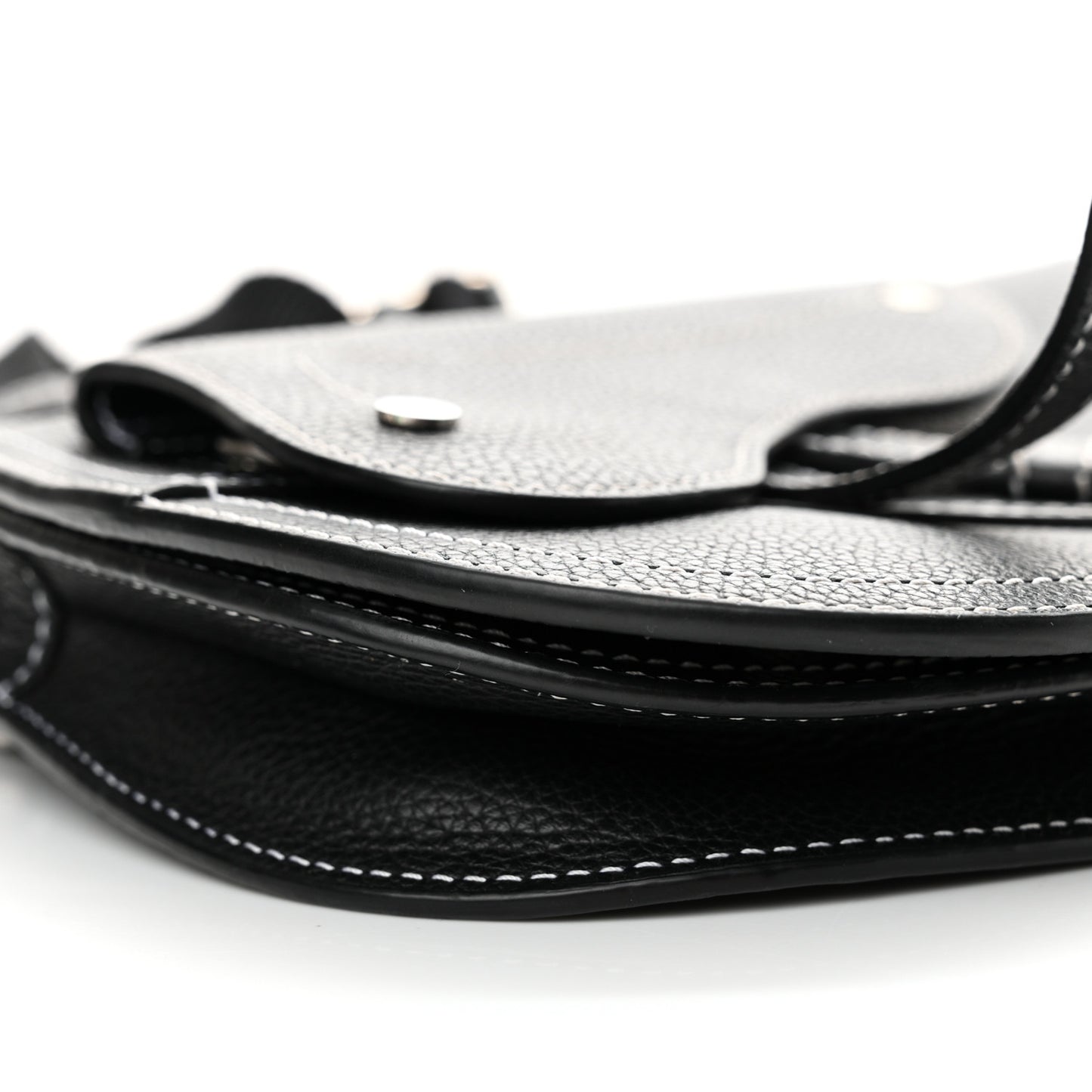 X KAWS Grained Calfskin Saddle Pouch Black