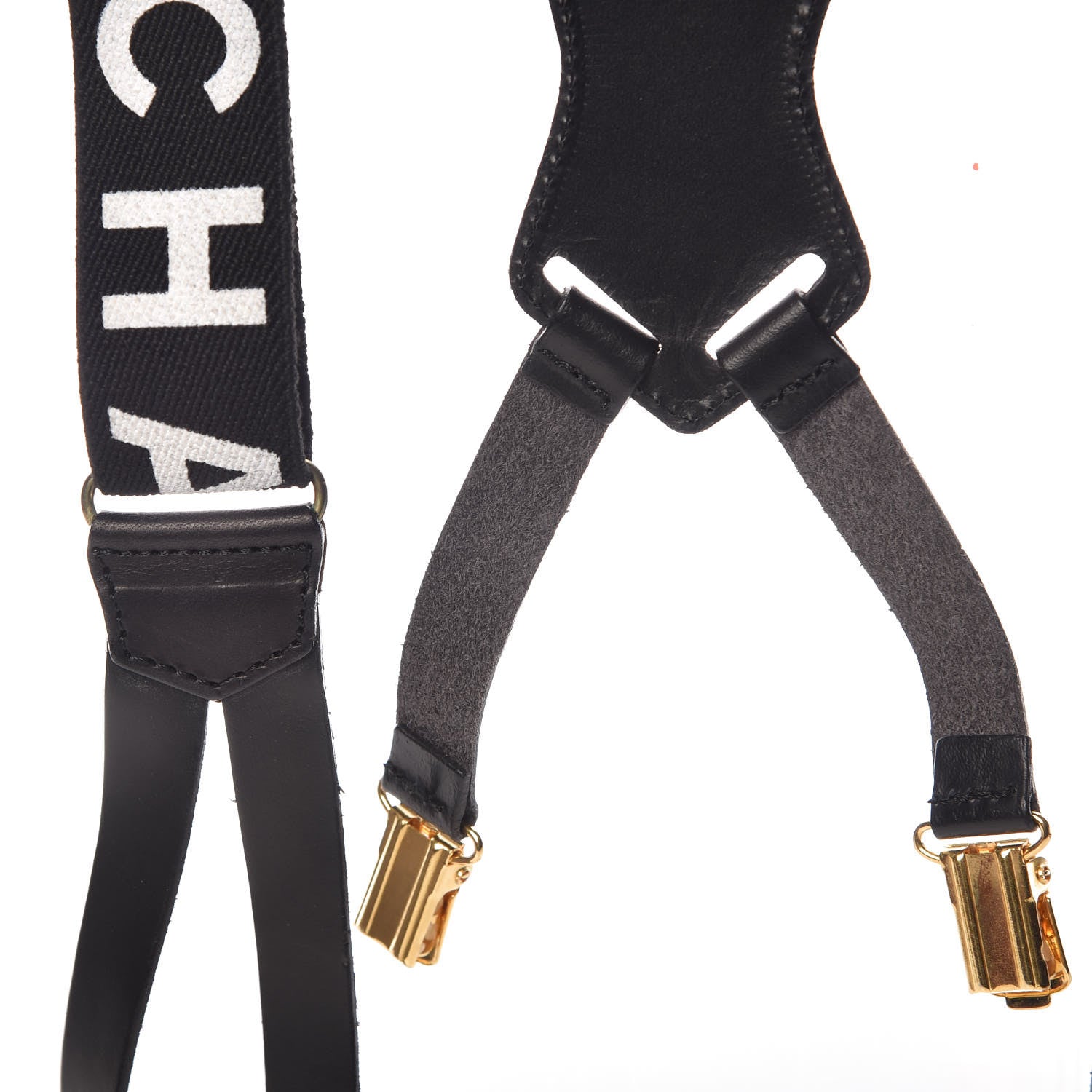 Chanel Logo Suspenders Black White 5 of 9
