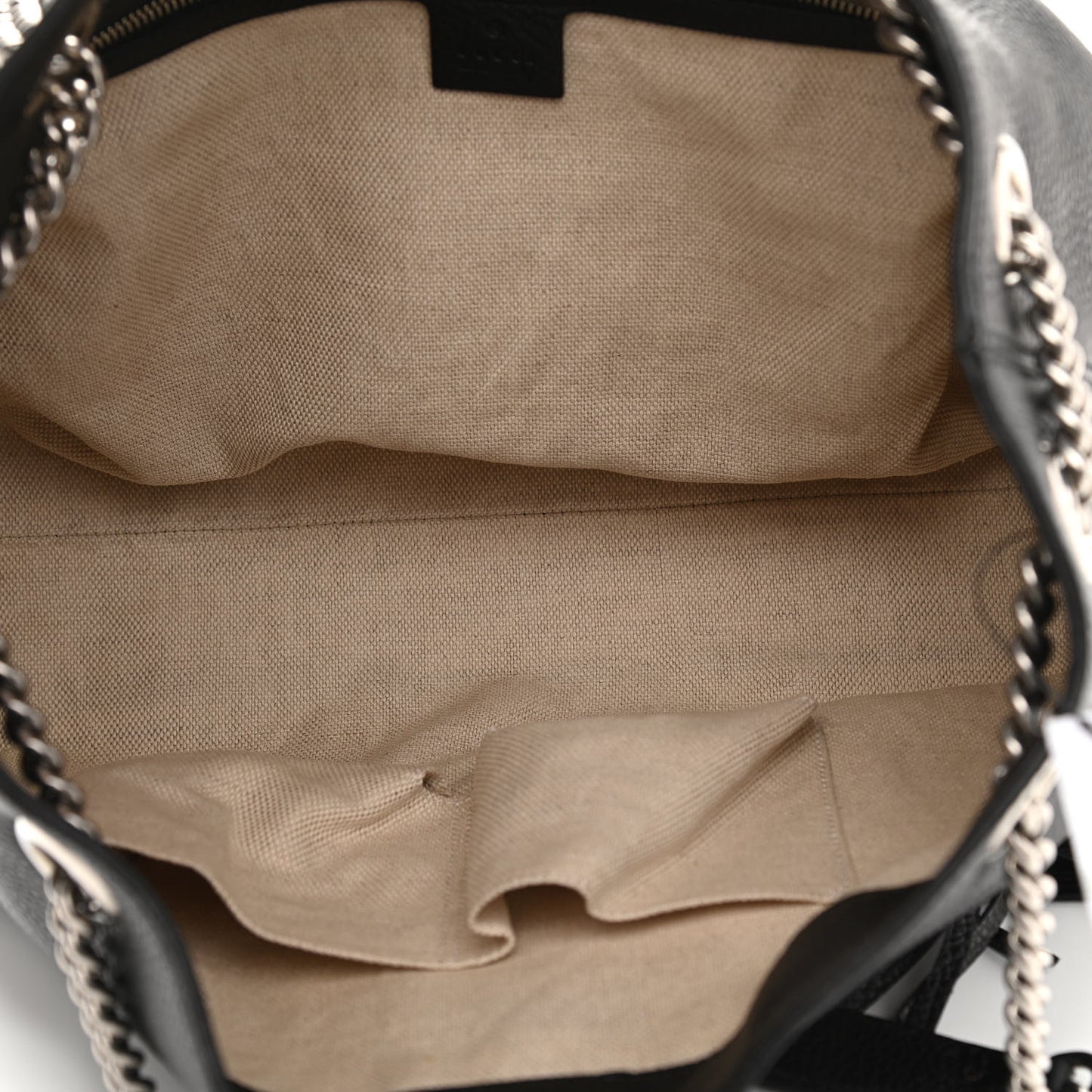 Pebbled Calfskin Studded Medium Soho Chain Shoulder Bag Black