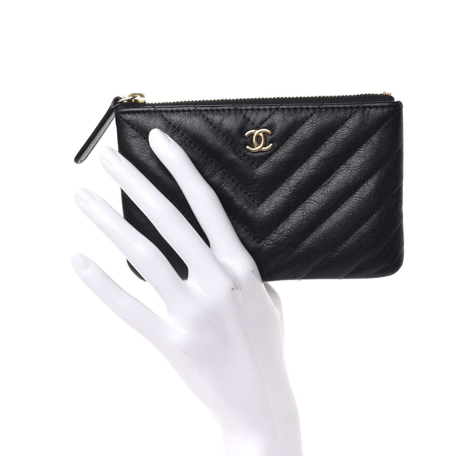 Chanel Crumpled Calfskin Chevron Quilted Small Cosmetic Case Black 2 of 8