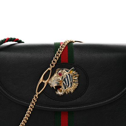 Gucci Textured Calfskin Web Small Rajah Slim Flap Shoulder Bag Black 8 of 11