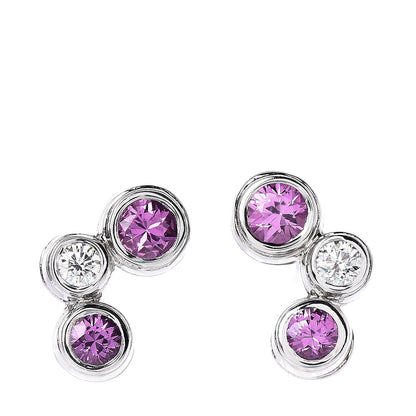 Tiffany Platinum Diamond Pink Sapphire Bubbles Stud Earrings 1 of 4