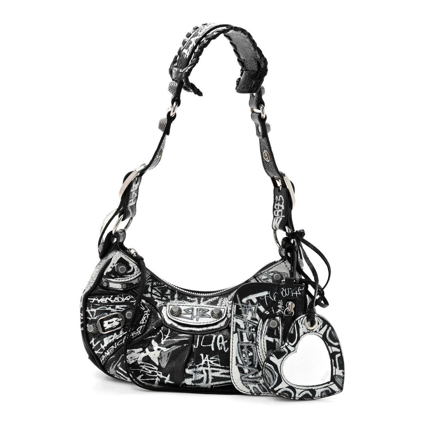 Agneau Arena Graffiti Le Cagole Shoulder Bag XS Black