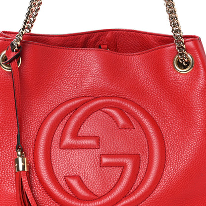 Gucci Pebbled Calfskin Medium Soho Chain Shoulder Bag Tabasco Red 8 of 11