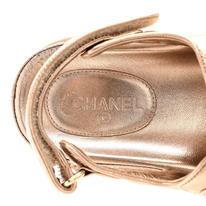 Chanel Iridescent Lambskin Quilted Velcro Dad Sandals 38.5 Light Bronze 7 of 10