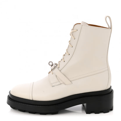 Hermes Glossed Calfskin Funk Ankle Boots 37.5 Beige Glaise 1 of 9