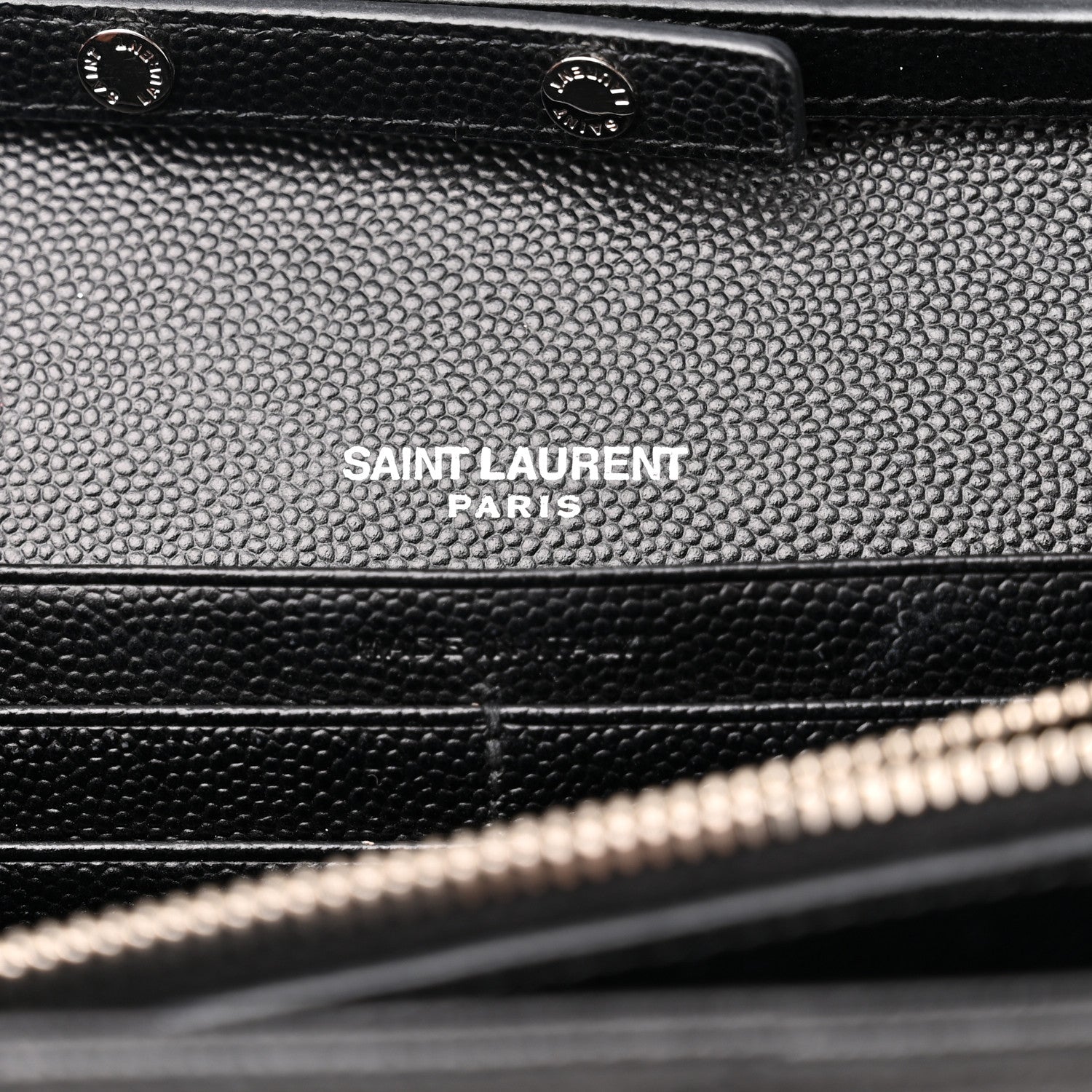 Saint Laurent Grain De Poudre Matelasse Chevron Monogram Chain Wallet Black 6 of 13
