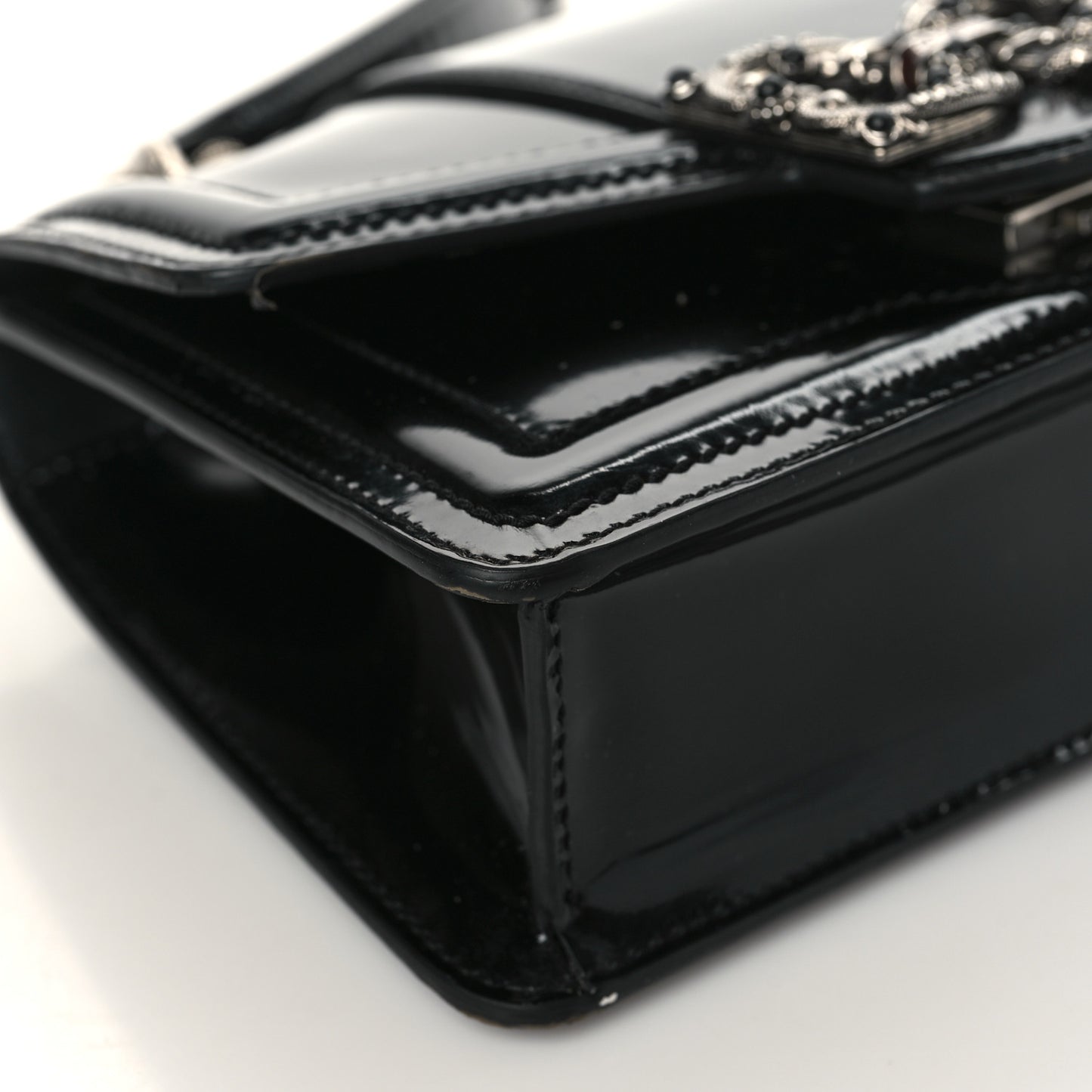 Polished Calfskin Small DG Amore Envelope Bag Black