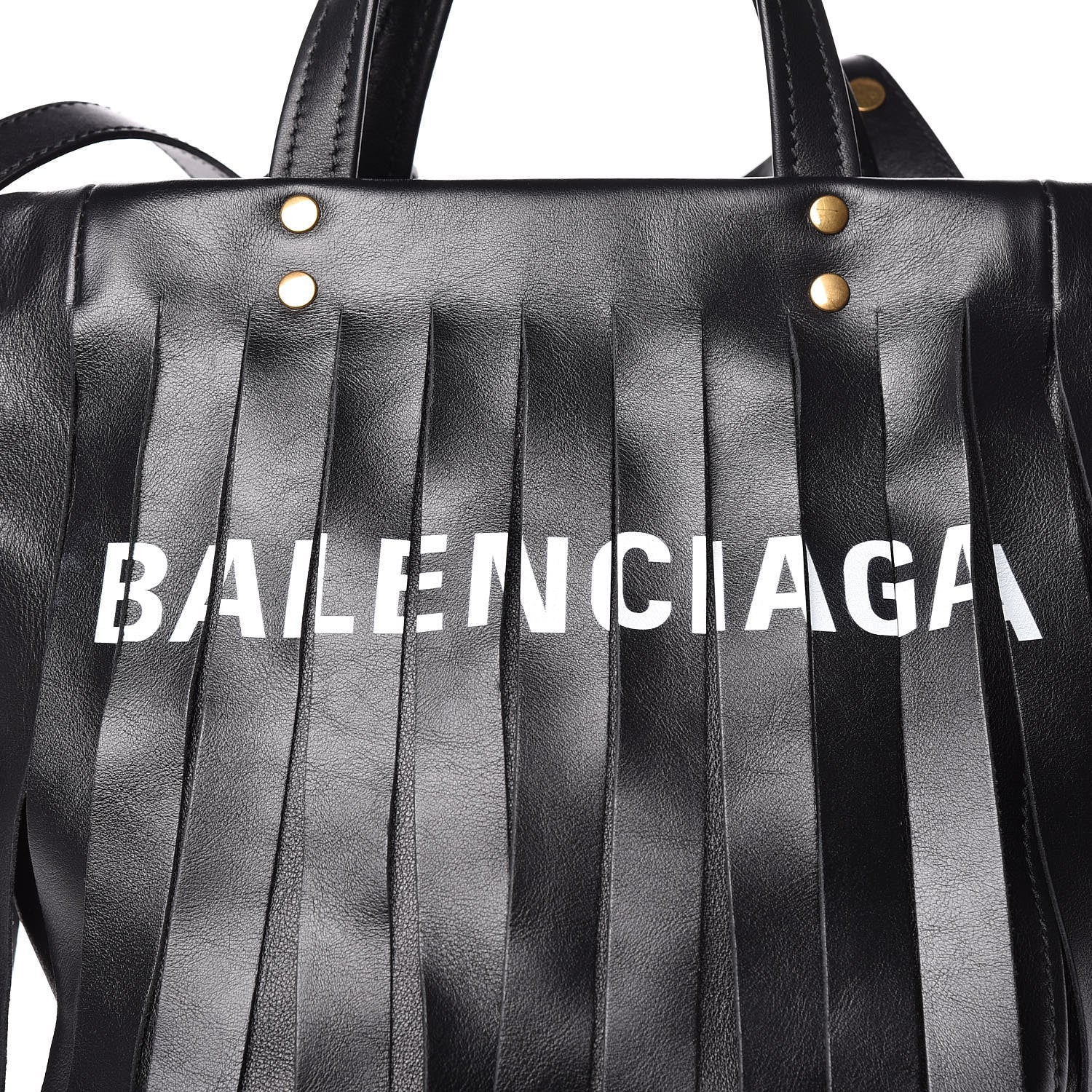 Balenciaga Calfskin XS Fringe Laundry Cabas Black 8 of 10