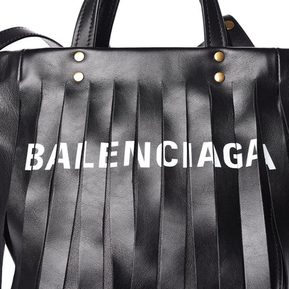 Balenciaga Calfskin XS Fringe Laundry Cabas Black 8 of 10
