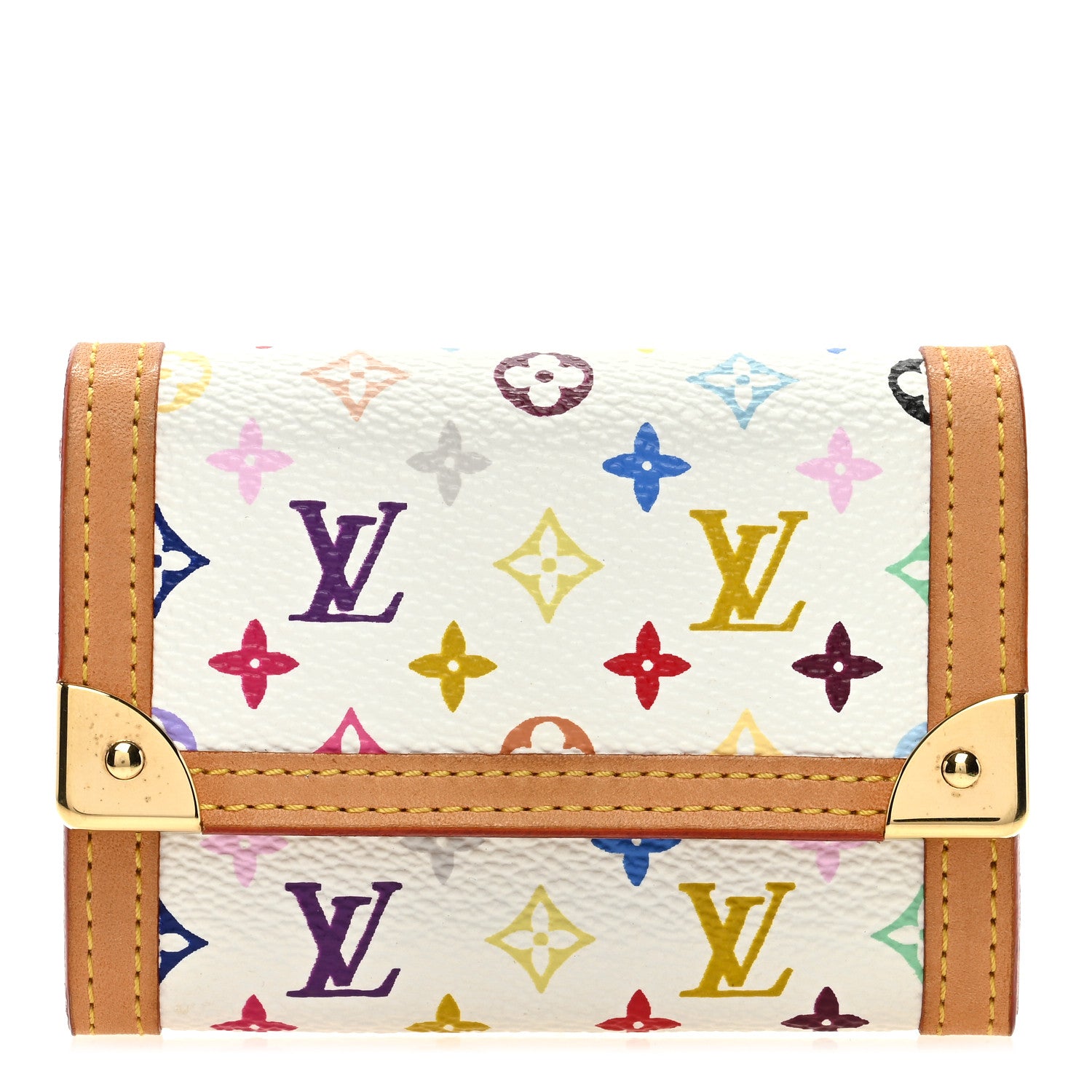 Louis Vuitton Monogram Multicolor Porte-Monnaie Plat Coin Purse White 1 of 6