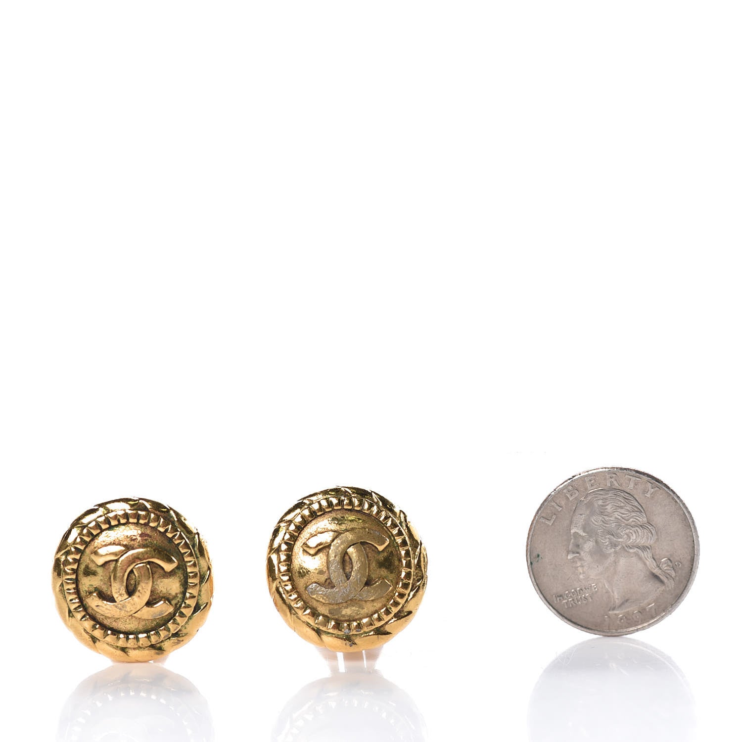 Chanel CC Quilted Clip On Earrings Gold 2 of 5