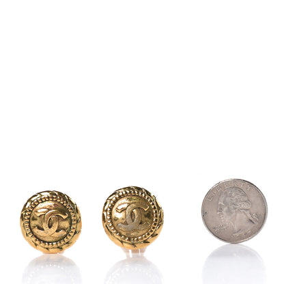 Chanel CC Quilted Clip On Earrings Gold 2 of 5