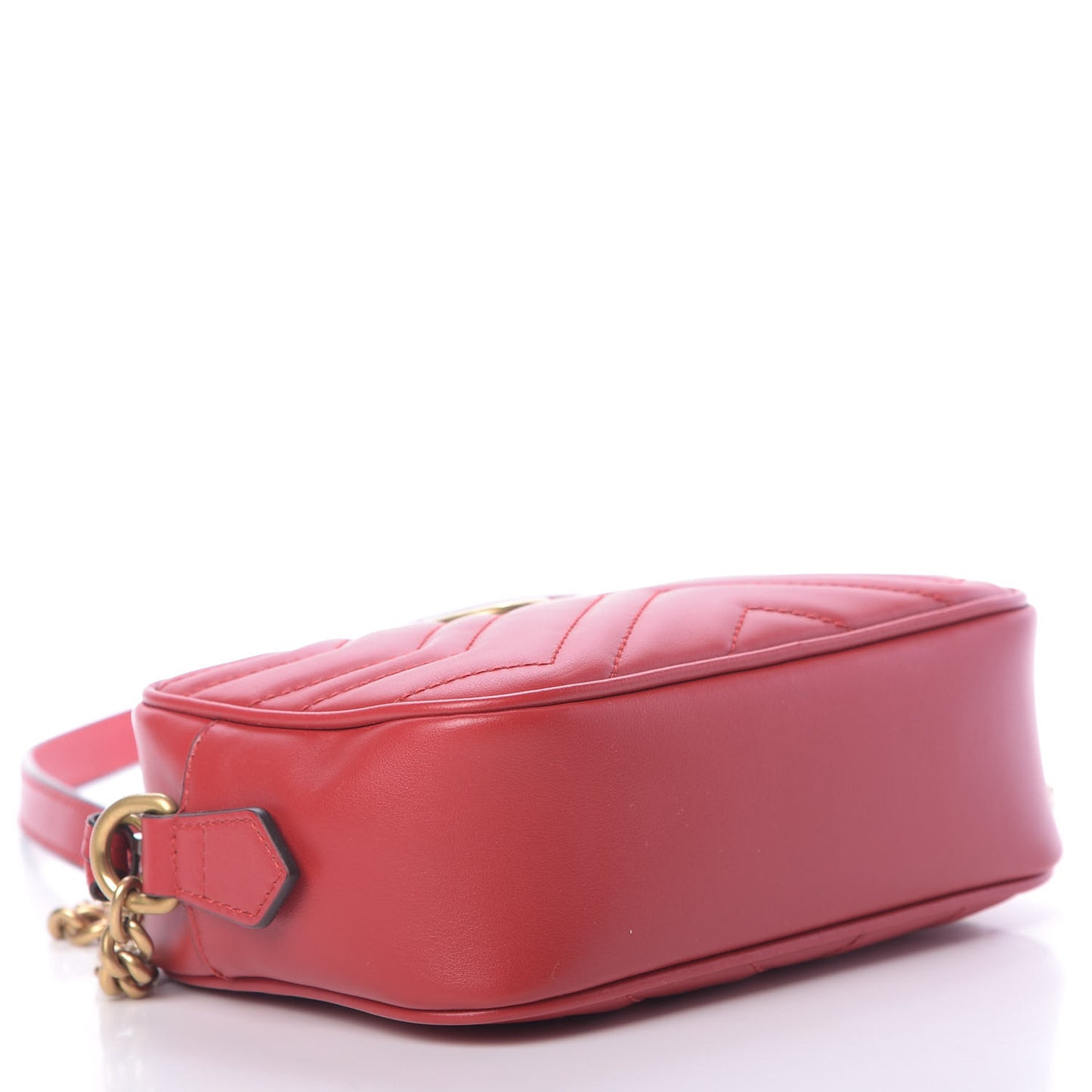 Calfskin Matelasse Mini GG Marmont Chain Shoulder Bag Hibiscus Red