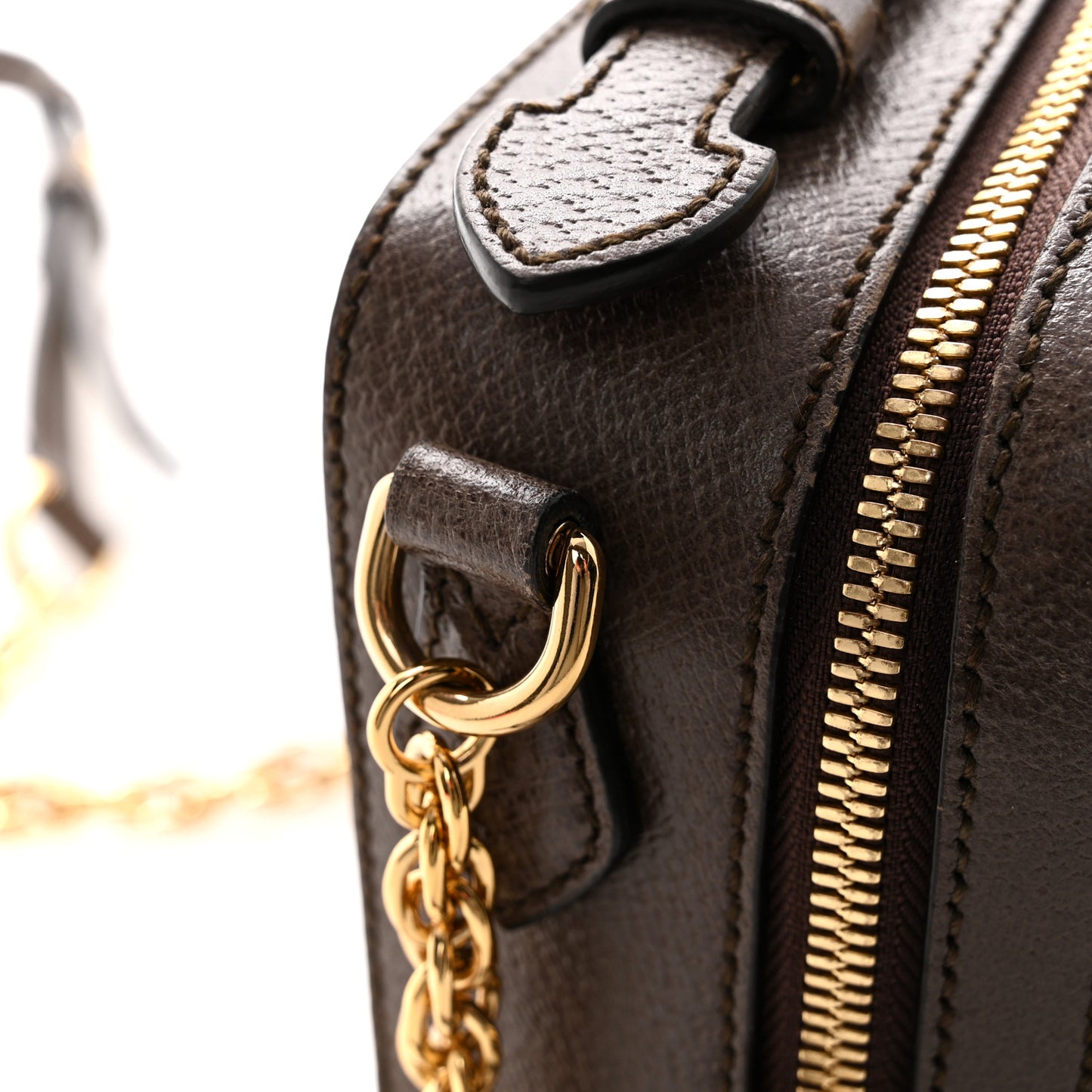GG Supreme Monogram Mini Ophidia Top Handle Shoulder Bag Brown