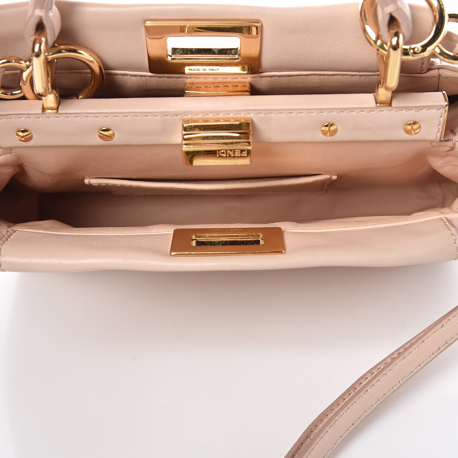 Fendi Nappa Mini Peekaboo Iconic Satchel Rosa Plaster 6 of 10