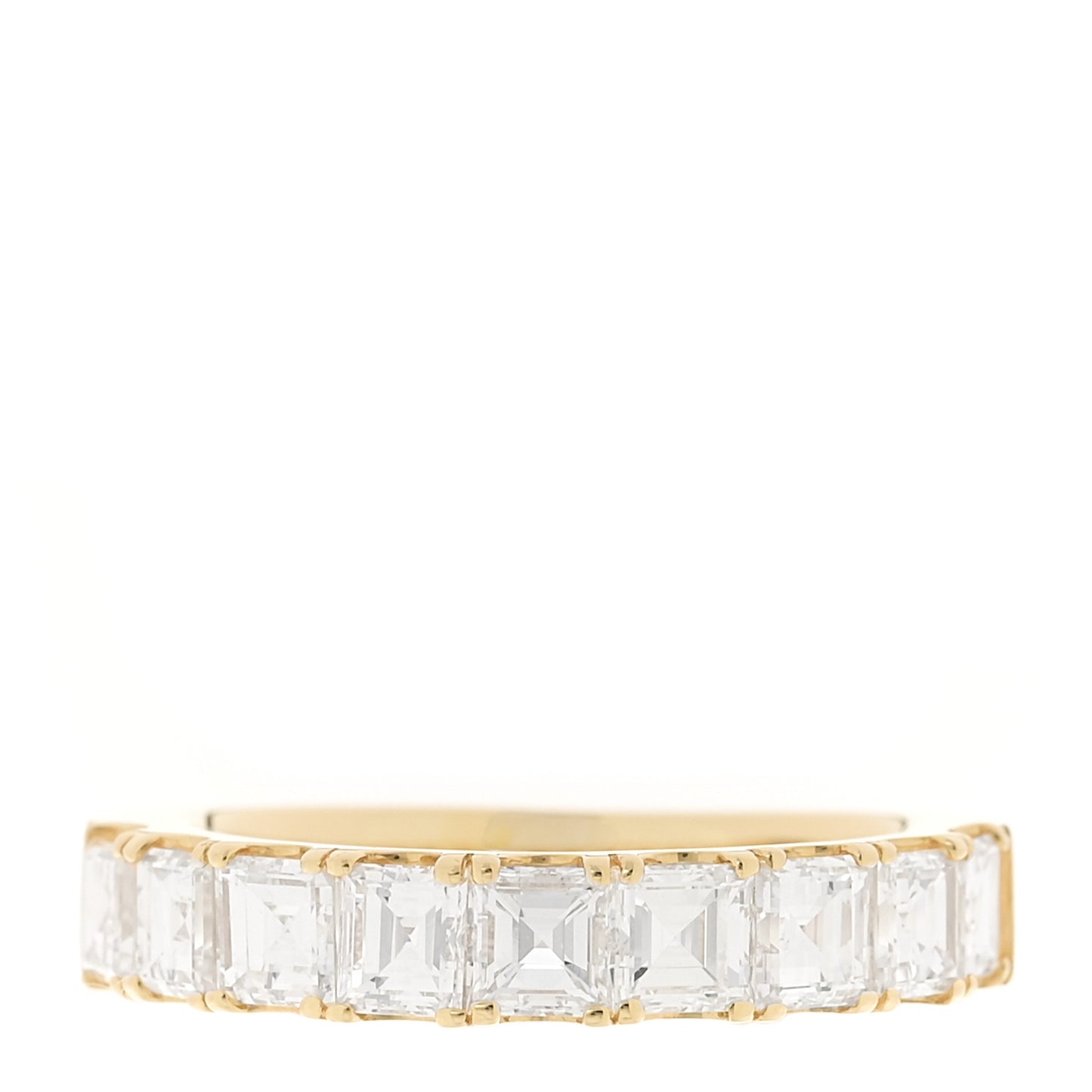 18K Yellow Gold Diamond 2.00ctw Square Emerald Cut Half Eternity Band Ring 52 6