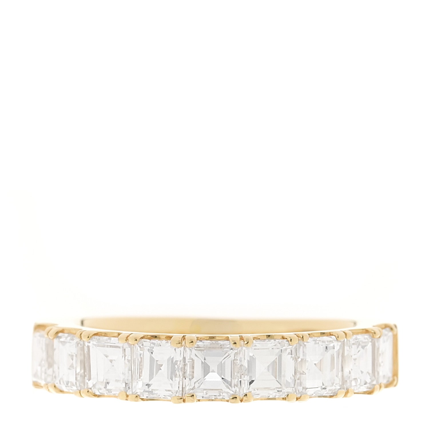 Parker & West by FASHIONPHILE 18K Yellow Gold Diamond 2.00ctw Square Emerald Cut Half Eternity Band Ring 52 6 1 of 4