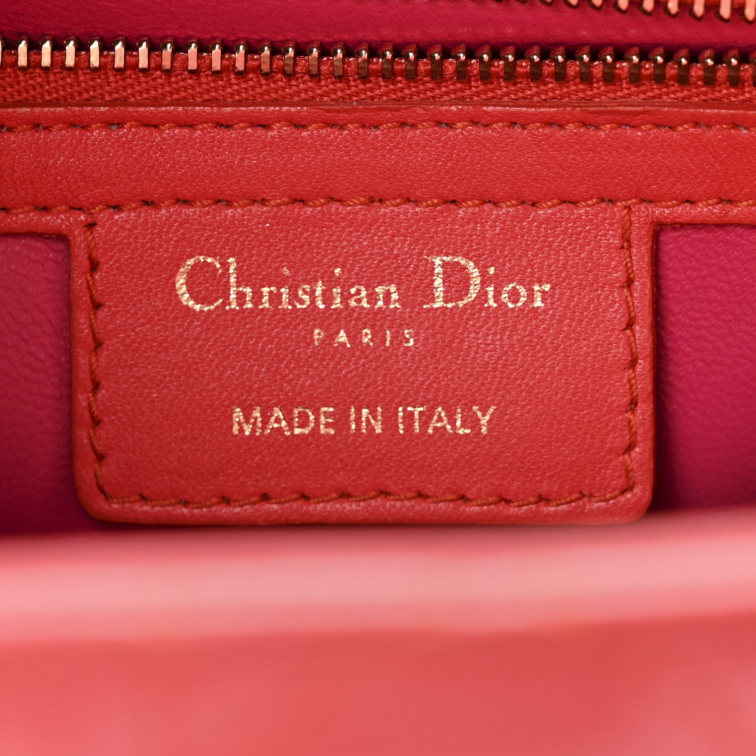 Christian Dior Lambskin Cannage Medium Bi-Color Lady Dior Orange Fuchsia 6 of 15
