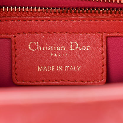 Christian Dior Lambskin Cannage Medium Bi-Color Lady Dior Orange Fuchsia 6 of 15