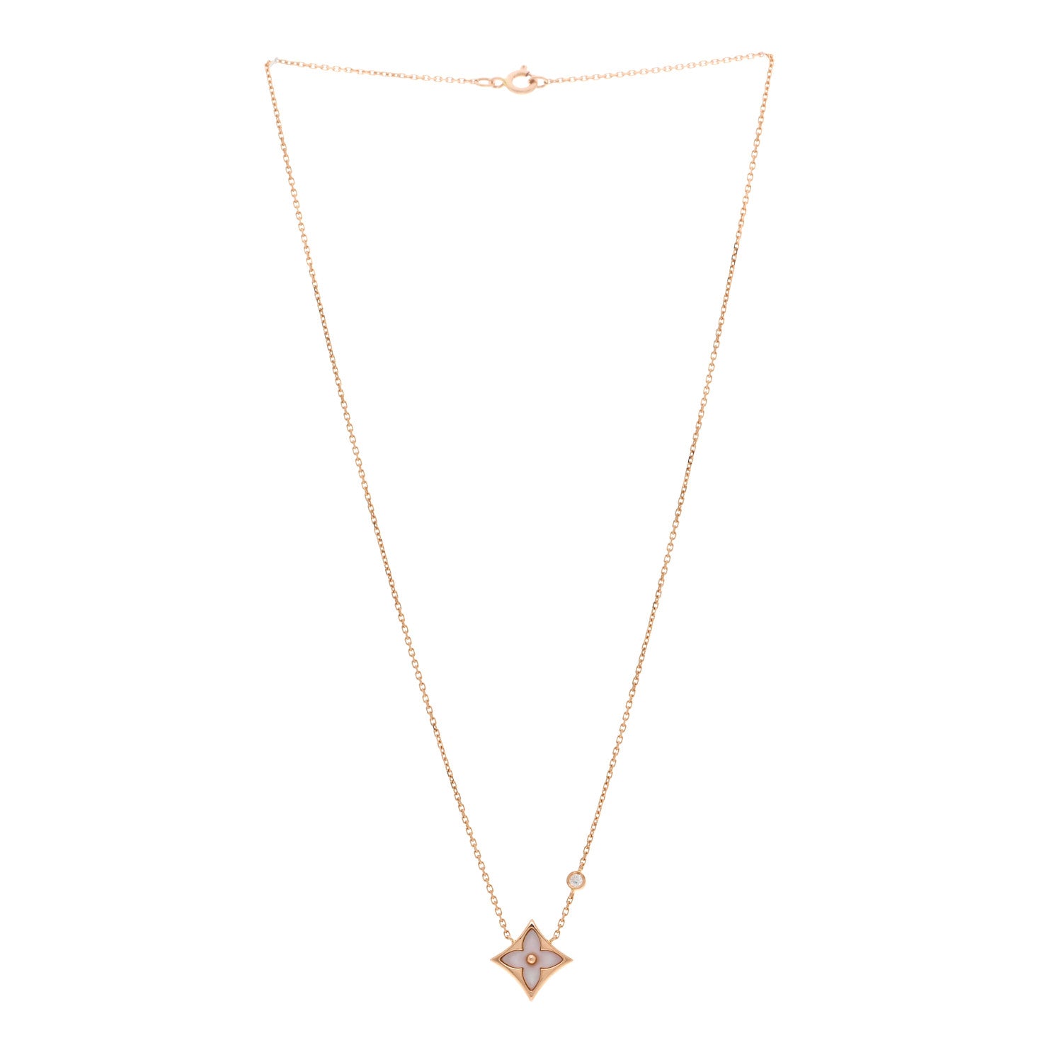 Louis Vuitton 18K Pink Gold Diamond Pink Mother of Pearl Color Blossom BB Star Pendant Necklace 3 of 4