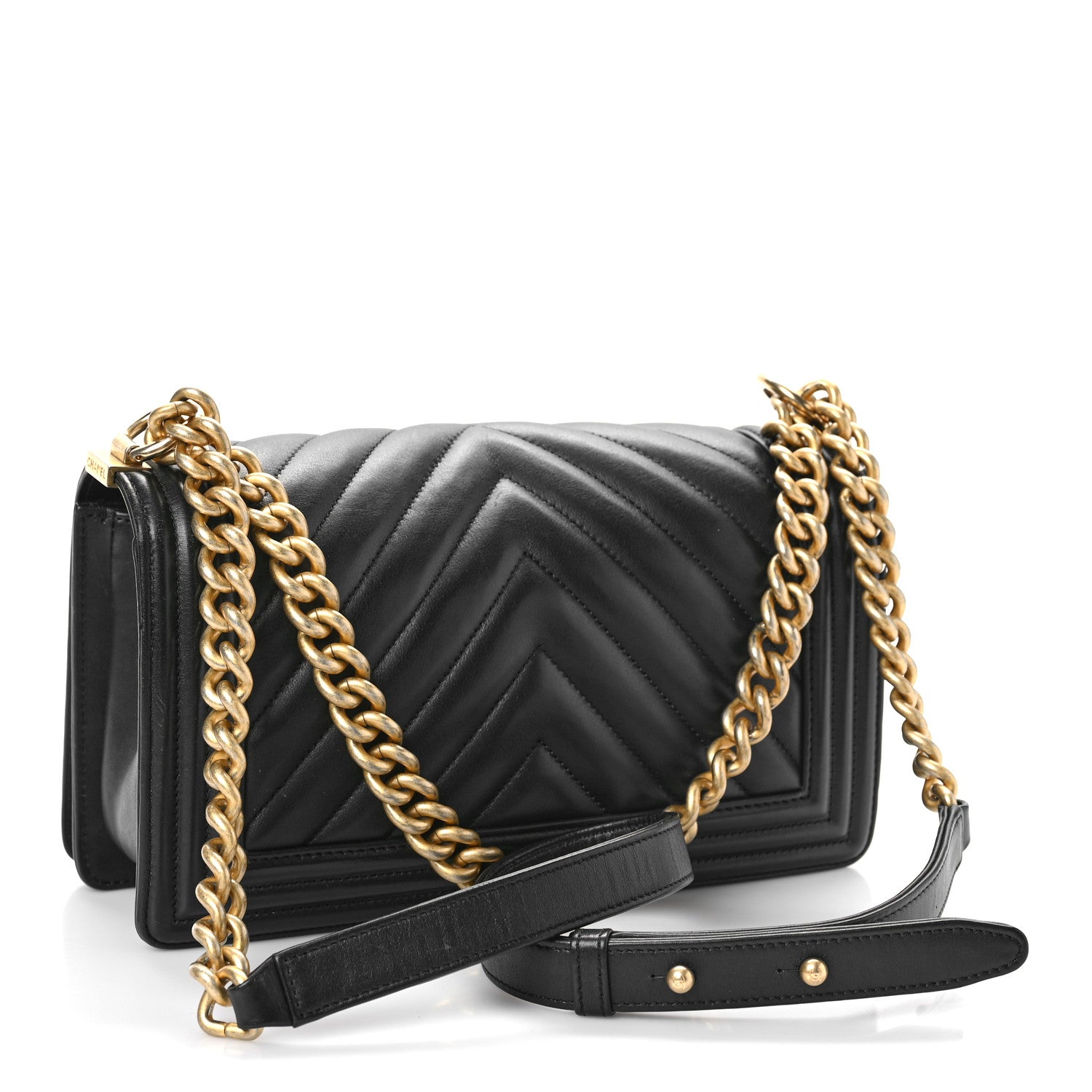 Chanel Lambskin Chevron Quilted Medium Boy Flap Black 3 of 10