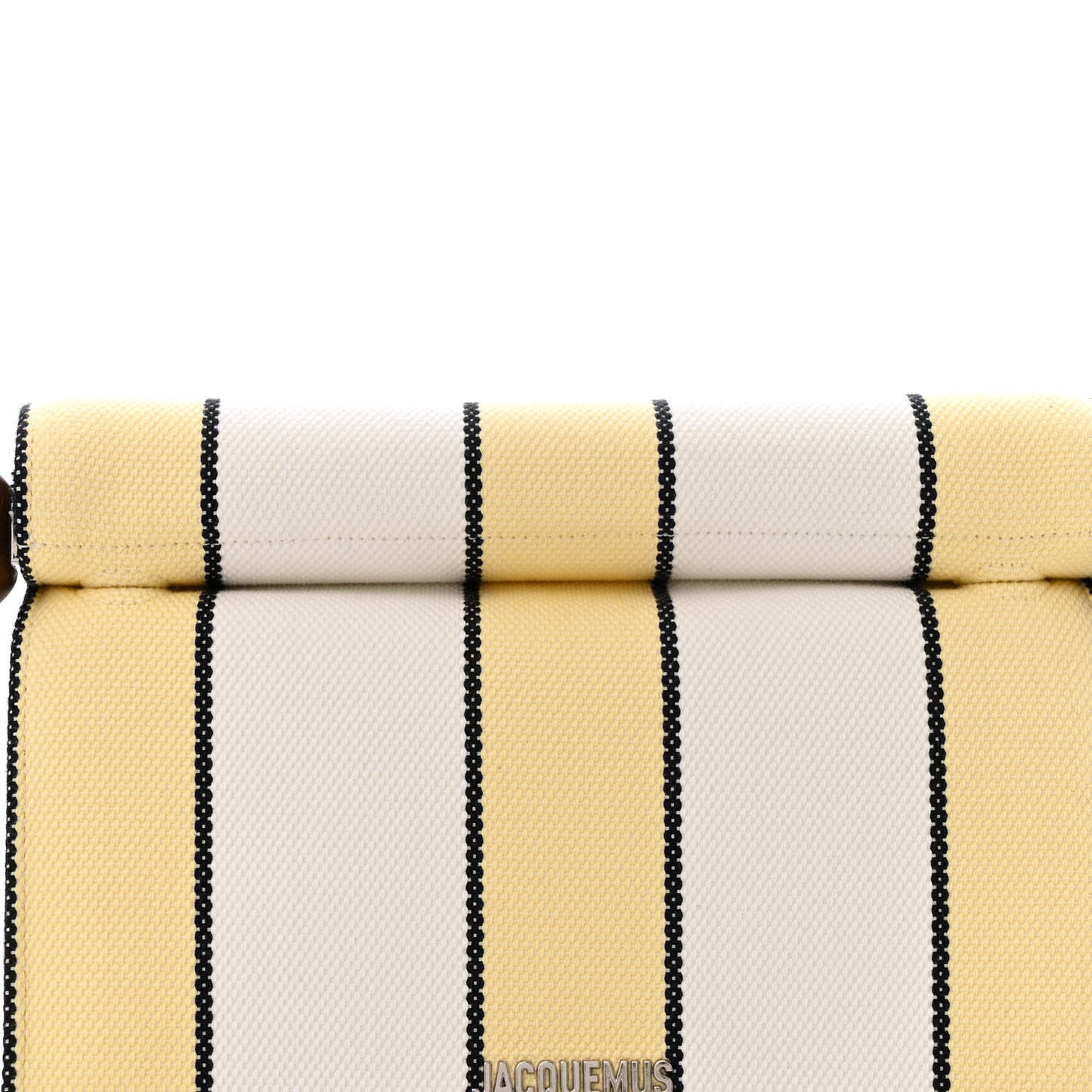 Cotton Canvas Striped La Rond Carre Take Out Clutch White Yellow