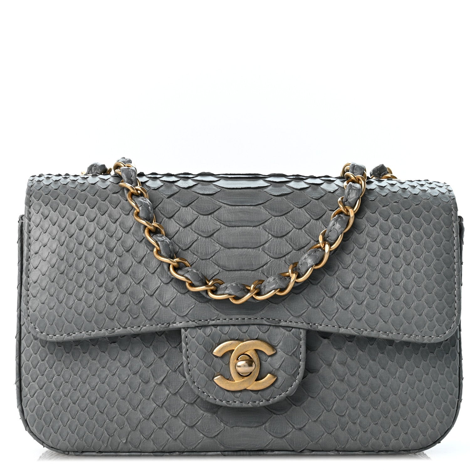 Chanel Snakeskin Mini Rectangular Flap Grey 1 of 11