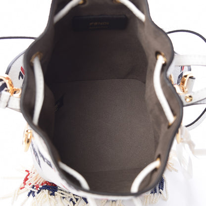 Fendi X FILA Calfskin F is Fendi Mania Fringe Mini Mon Tresor Bucket Bag White 5 of 11