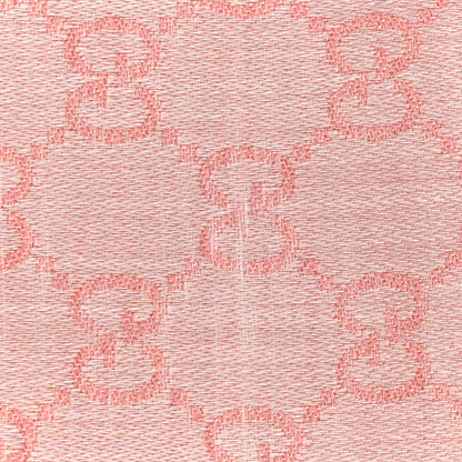 Gucci Wool Silk Monogram GGWeb Fringe Shawl Rose Ivory 7 of 8
