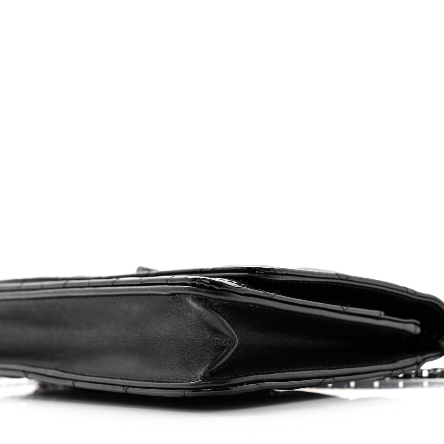 Patent Calfskin Quilted Reissue Wallet On Chain WOC So Black